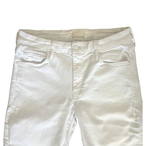 Mother The Looker Crop Jeans Fairest Off Them All White Denim Shorts Size 28 - Picture 11 of 16